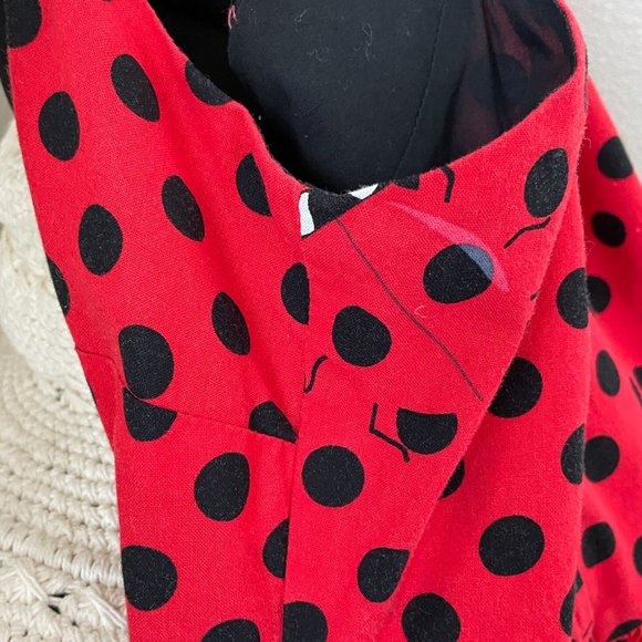 Bea & Dot Modcloth Dress Ladybug Polka Dot Sleevless V Neck Flare Retro Women XS - Picture 16 of 16